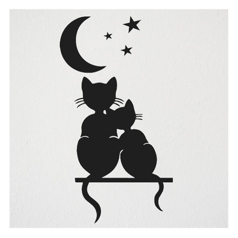 Adesivo Gato Lua Parede Porta Box Geladeira Decoração