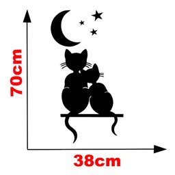 Adesivo Gato Lua Parede Porta Box Geladeira Decoração - 2