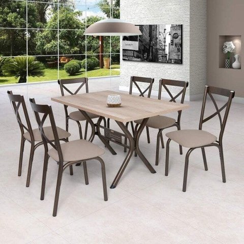 Conjunto de Mesa 6 Cadeiras Karina 