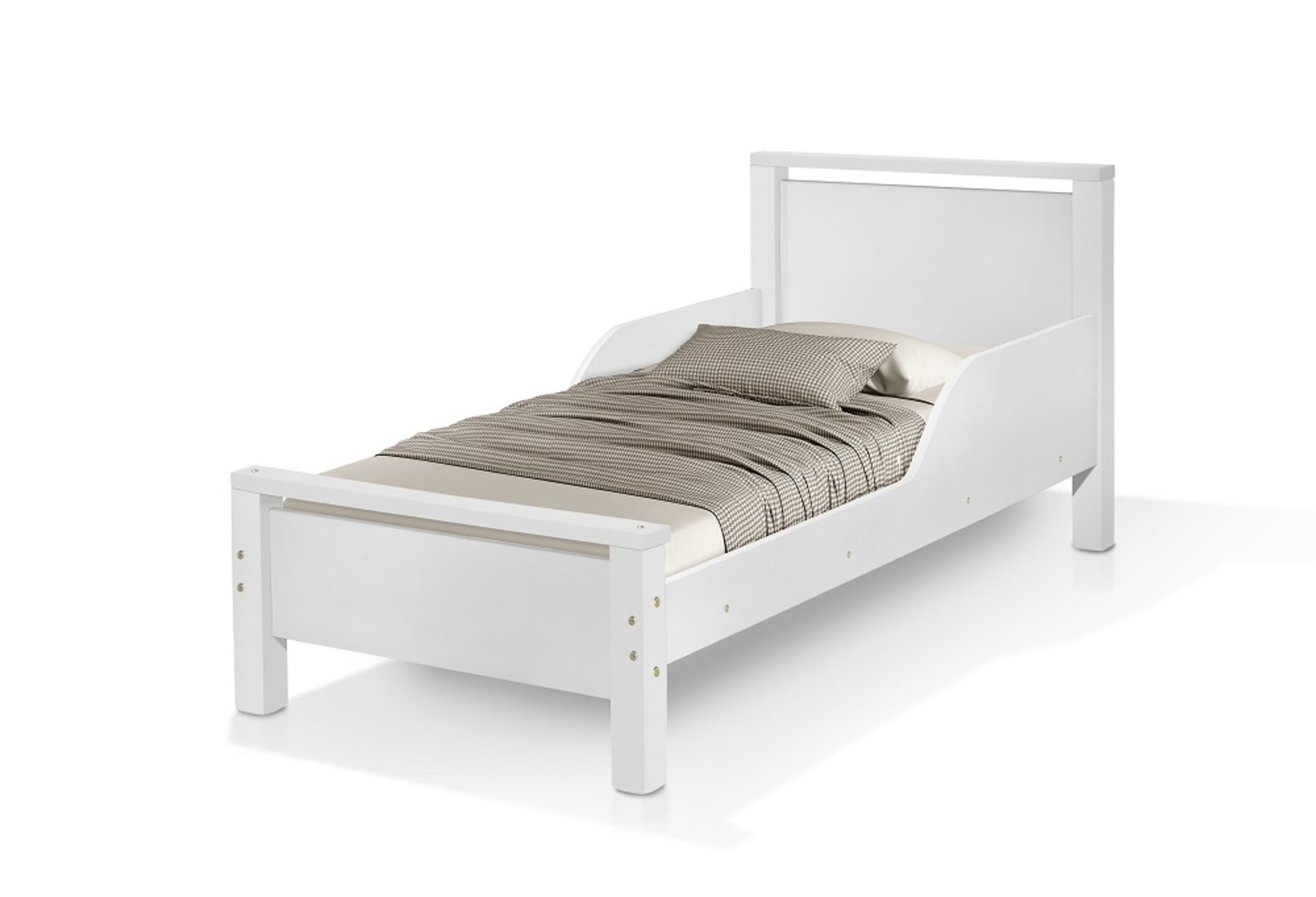 Cama Infantil Estilo Retro Pés de Madeira Branca