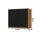 Ver imagem 4 de Armário Aéreo Para Quarto 2 Portas Nature Preto Fosco Gabriela Shop Jm