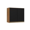 Ver imagem 2 de Armário Aéreo Para Quarto 2 Portas Nature Preto Fosco Gabriela Shop Jm