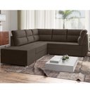 Ver imagem 1 de Conjunto de Sofás de Canto 2 e 3 Lugares com Puff Verona Suede Espresso Móveis