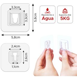 Kit 10 Ganchos Adesivo De Encaixe Transparente Multiuso - 3
