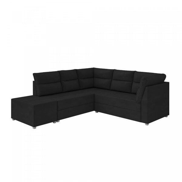 Conjunto de Sofás de Canto 2 e 3 Lugares com Puff Verona Suede Espresso Móveis - 4