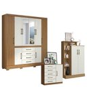 Ver imagem 1 de Guarda Roupa Casal Nápole 2045149 com Armário Multiuso Florença 2000199 e Cômoda Sapateira Milão 201
