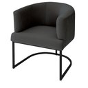 Ver imagem 1 de Poltrona Decorativa Arredondada Emi Base de Ferro Preto Fosco em Veludo Cinza Estofama