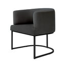 Ver imagem 2 de Poltrona Decorativa Arredondada Emi Base de Ferro Preto Fosco em Veludo Cinza Estofama