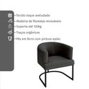 Ver imagem 6 de Poltrona Decorativa Arredondada Emi Base de Ferro Preto Fosco em Veludo Cinza Estofama