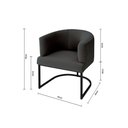 Ver imagem 4 de Poltrona Decorativa Arredondada Emi Base de Ferro Preto Fosco em Veludo Cinza Estofama