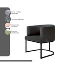 Ver imagem 5 de Poltrona Decorativa Arredondada Emi Base de Ferro Preto Fosco em Veludo Cinza Estofama