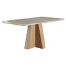 Mesa de Jantar Maitê Tampo em MDF e Vidro Temperado 160 cm Cozinha Moderna Marrom Branco Off White - 1