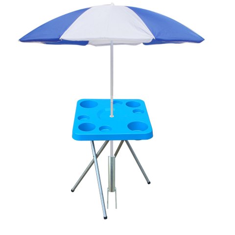 Mesa Praia Petisqueira Alta Dobrável e Sup. Guarda-sol Chão