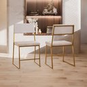 Ver imagem 2 de Kit 4 Cadeira Jantar Cozinha Estofada com Encosto Dourado Suede Dubai