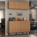 Ver imagem 2 de Kit Armário de Cozinha Aéreo e Balcão 4 Portas Retrô Multimóveis Mp2170 Rustic/preto