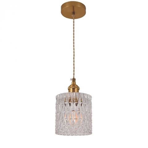 Pendente Dourado Vidro Transparente 12cm 1E27 PARIS LUZ