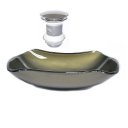 Ver imagem 1 de CUBA DE VIDRO ABAULADA 45CM OURO ENVELHECIDO + VALVULA CLICK