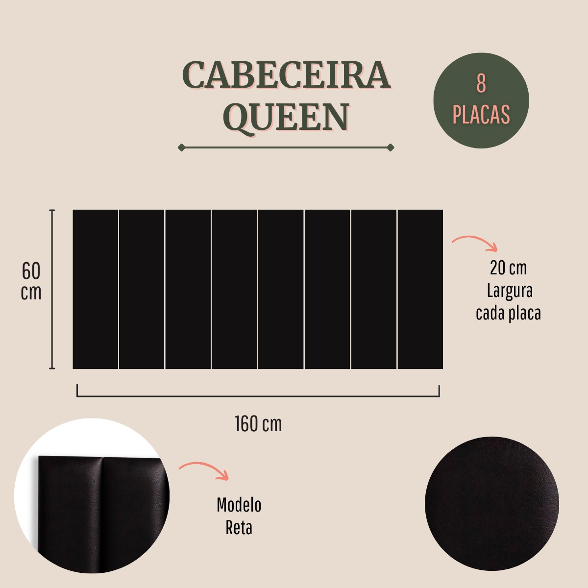 Cabeceira Queen Modulada Reta Cama Box Corino Preto - 2