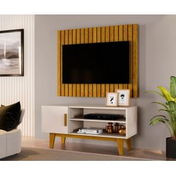 Rack com Painel Ripado Bancada Tv 42" Sala Quarto Carmolar - 2