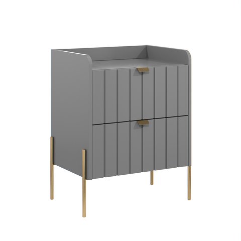Mesa de Cabeceira em Madeira Mdf Cinza Moriah 45cm Luxo