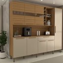 Ver imagem 3 de Cozinha Compacta Vanguardia 8 Portas 1 Gaveta 100% Mdf com Vidro Amêndoa/off White - Panorama Móveis