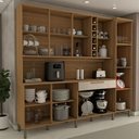 Ver imagem 2 de Cozinha Compacta Vanguardia 8 Portas 1 Gaveta 100% Mdf com Vidro Amêndoa/off White - Panorama Móveis