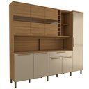 Ver imagem 1 de Cozinha Compacta Vanguardia 8 Portas 1 Gaveta 100% Mdf com Vidro Amêndoa/off White - Panorama Móveis