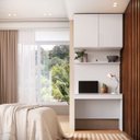 Ver imagem 1 de Escrivaninha com Painel e Aéreo MDF Altezza Belmax:Branco