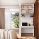 Ver imagem 2 de Escrivaninha com Painel e Aéreo MDF Altezza Belmax:Branco