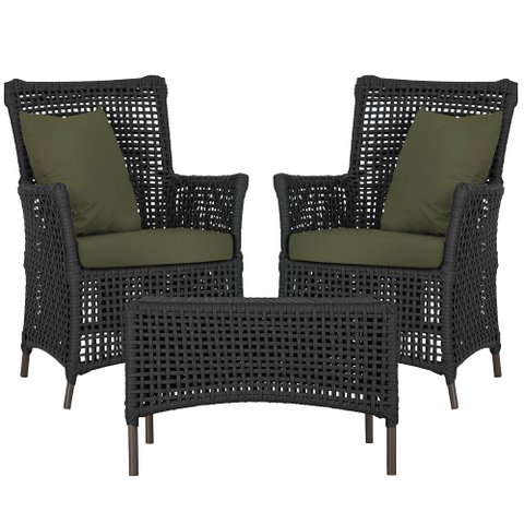 2 Poltronas e 1 Mesa Igapó em Alumínio Pintura Marrom Corda Náutica Estofado 13