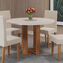 Ver imagem 2 de Mesa de Jantar 4 Lugares Redonda Tampo de MDF Jady Marrom/Mel/Blonde