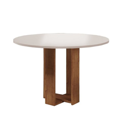 Mesa de Jantar 4 Lugares Redonda Tampo de MDF Jady Marrom/Mel/Blonde