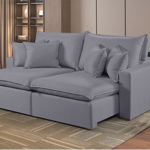 Sofá Retrátil e Reclinável 4 Lugares M-196 2,50m Molas Ensacadas Pillow Top Almofadas Estofados Mart