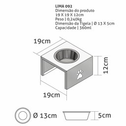 Comedouro Elevado Individual Cão Porte P Preto - 3