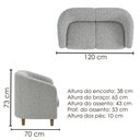 Ver imagem 3 de Poltrona Namoradeira 2 Lugares Aura 120 cm Pes Madeira Boucle Tce 1018 Moll