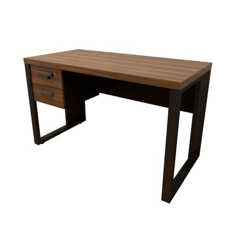 Escrivaninha com Gaveteiro Suspenso 120cm F5 Office Cor:nogal com Preto