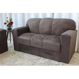 Conjunto Sofá 3 e 2 Lugares Xaropinho Suede Marrom - Al Móveis - 3