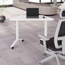 Ver imagem 6 de Escrivaninha Trapezoidal Orgânica 120 cm X 52 cm Pés Metal com Rodízio para Escritório e Home