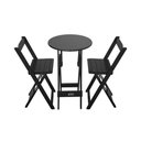 Ver imagem 1 de Conjunto Bistrô Mesa Dobrável de Madeira Redonda com 2 Banquetas Preta - Cor: Preto