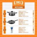 Ver imagem 2 de Caçarola Turim Alumínio Chumbo Antiaderente 2,8l + Faqueiro Ipanema Branco 24pc + Wok Loreto 3,3l