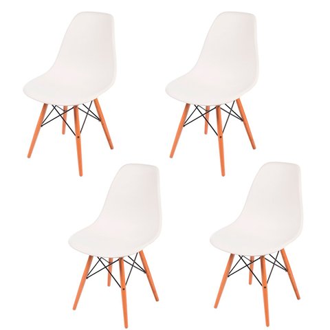 Kit 4 Cadeiras Eames Eifell 130pp Cor:branco