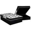 Ver imagem 1 de Conjunto Box Baú Casal: Colchão Espuma Luckspuma D33 Supreme Pró Saúde Black + Base Crc Suede