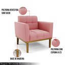 Ver imagem 3 de Poltrona Decorativa Karen Pés Fixo em Madeira Castanho Suede Rose G19 - Gran Belo