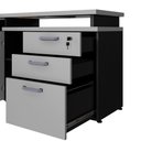 Ver imagem 7 de Mesa L Escritório 1,5m Pé Metal Armário 3 Gavetas 1 Porta F5 Cor:cinza Sagrado com Preto