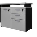 Ver imagem 5 de Mesa L Escritório 1,5m Pé Metal Armário 3 Gavetas 1 Porta F5 Cor:cinza Sagrado com Preto