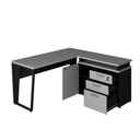 Ver imagem 3 de Mesa L Escritório 1,5m Pé Metal Armário 3 Gavetas 1 Porta F5 Cor:cinza Sagrado com Preto