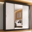 Ver imagem 1 de Guarda-roupa Casal Multimóveis Barcelona 3 Portas de Correr com Espelho Cr35402 Preto/branco