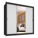 Ver imagem 2 de Guarda-roupa Casal Multimóveis Barcelona 3 Portas de Correr com Espelho Cr35402 Preto/branco
