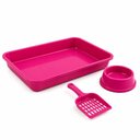 Ver imagem 2 de Kit Higienico Bandeja para Gatos Filhotes Caixa Areia Rosa