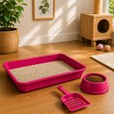 Ver imagem 1 de Kit Higienico Bandeja para Gatos Filhotes Caixa Areia Rosa